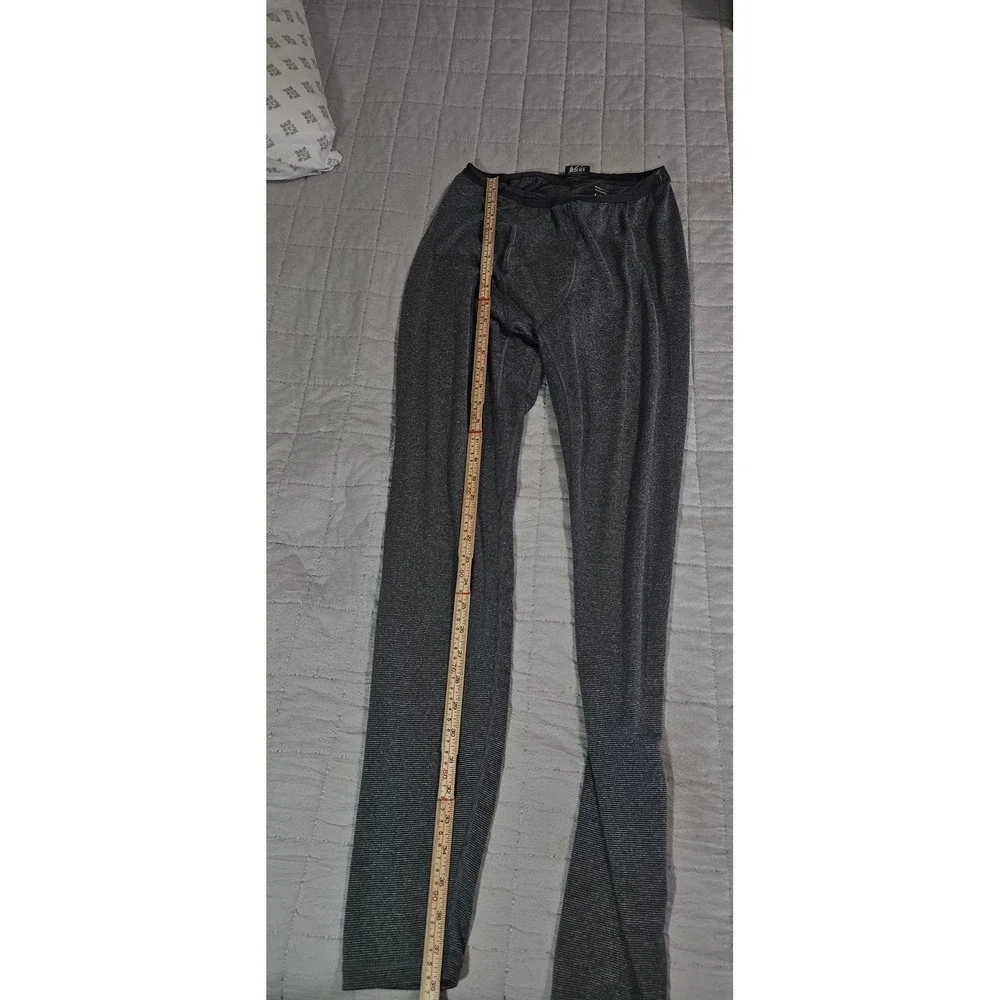 REI Mens Base Layer Bottoms Gray Micro Stripe Thermal Leggings Size S Small